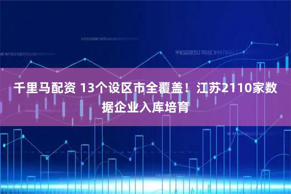 千里马配资 13个设区市全覆盖！江苏2110家数据企业入库培育